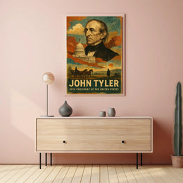 John Tyler 10th President of the United States Layered Digital Collage Poster