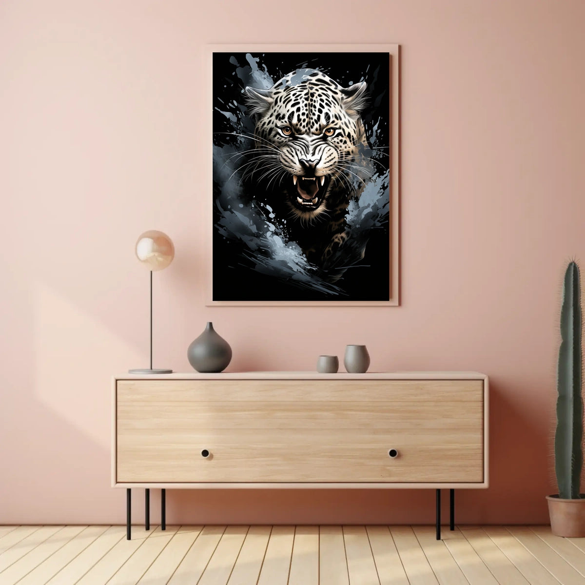 Leopard Roar: Bold Wildlife Art Poster Print