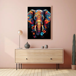 Elephant Art Poster: Vibrant Patterns and Colors