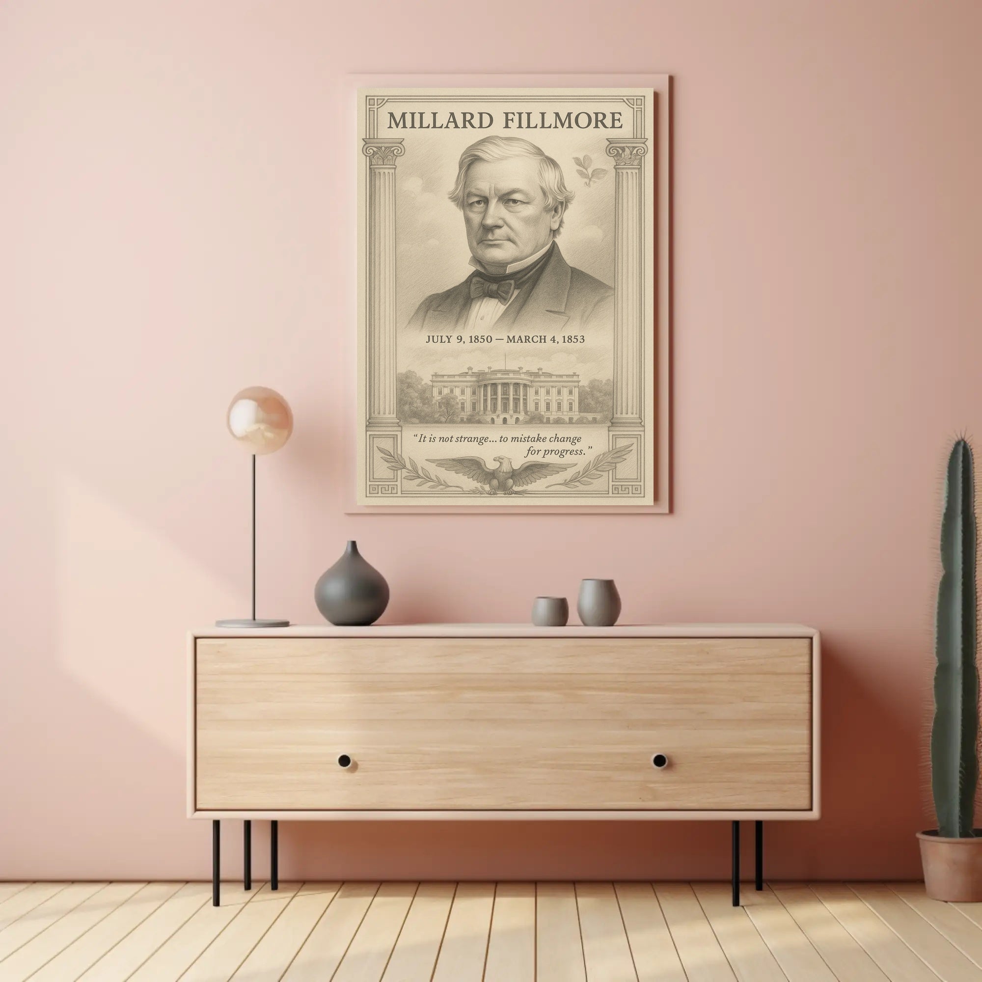 Millard Fillmore 13th President Sketch Art Print Poster PosterGoat