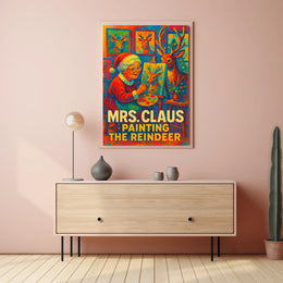 Mrs. Claus Painting The Reindeer Poster