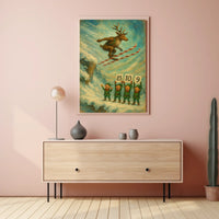 Reindeer Ski Jump Poster