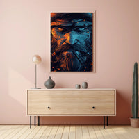 Rugged Duality: Fiery Orange and Cool Blue Poster PosterGoat