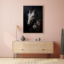 Striking Horse and Flowers Artistic Animal Poster PosterGoat