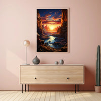 Sunset Over Canyon Poster