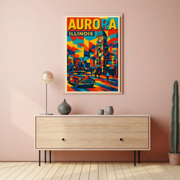 Aurora, Illinois Vibrant Cityscape Poster
