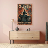 Columbia Cityscape Vintage Travel Decor Poster