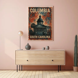 Columbia Cityscape Vintage Travel Decor Poster
