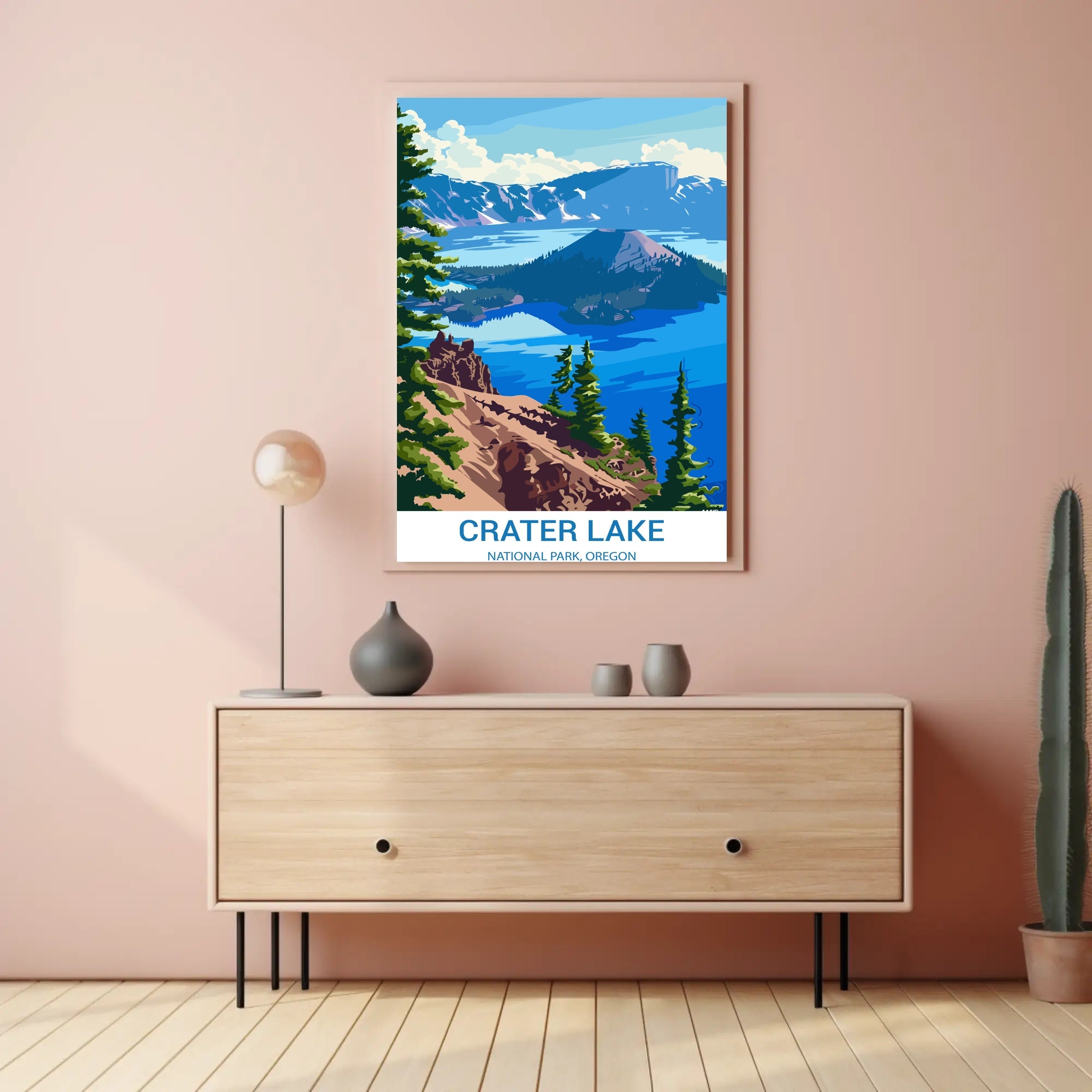 Crater Lake National Park Scenic Illustration Poster
