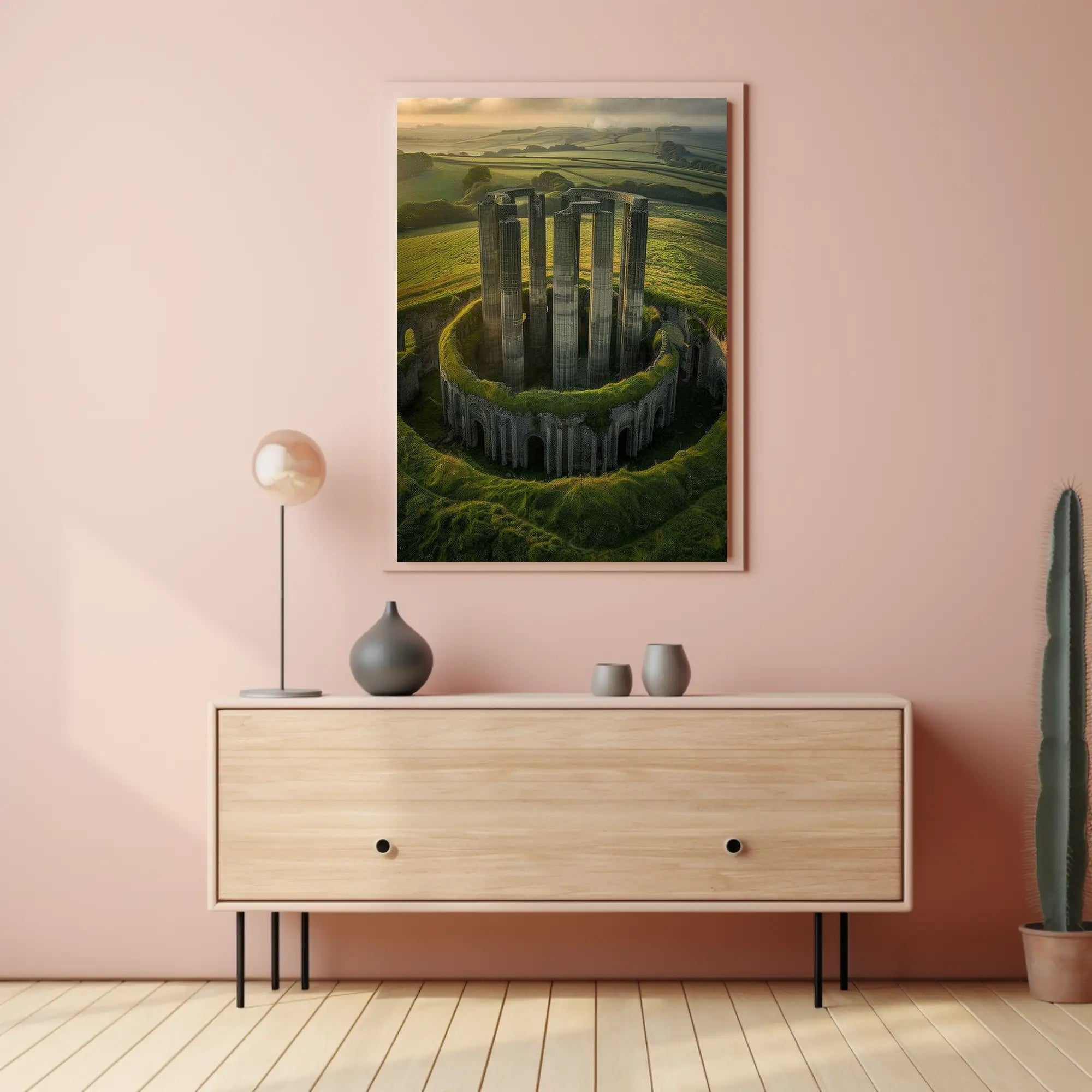Ancient Ruins in Enchanting Fantasy Landscape Poster PosterGoat
