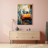 Racing Team In Action Poster PosterGoat
