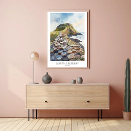 Giant's Causeway Scenic Watercolor Travel Poster PosterGoat