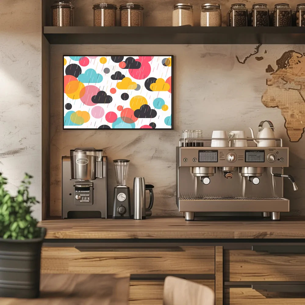 Vibrant Abstract Circles and Clouds Art Poster