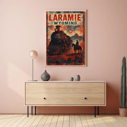 Laramie Cityscape Wyoming Travel Inspired Photography Realism Digital Painting Poster