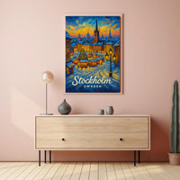 Stockholm Winter Wonderland Cityscape Inspiring Travel Lovers Cozy Scandinavian Art Poster