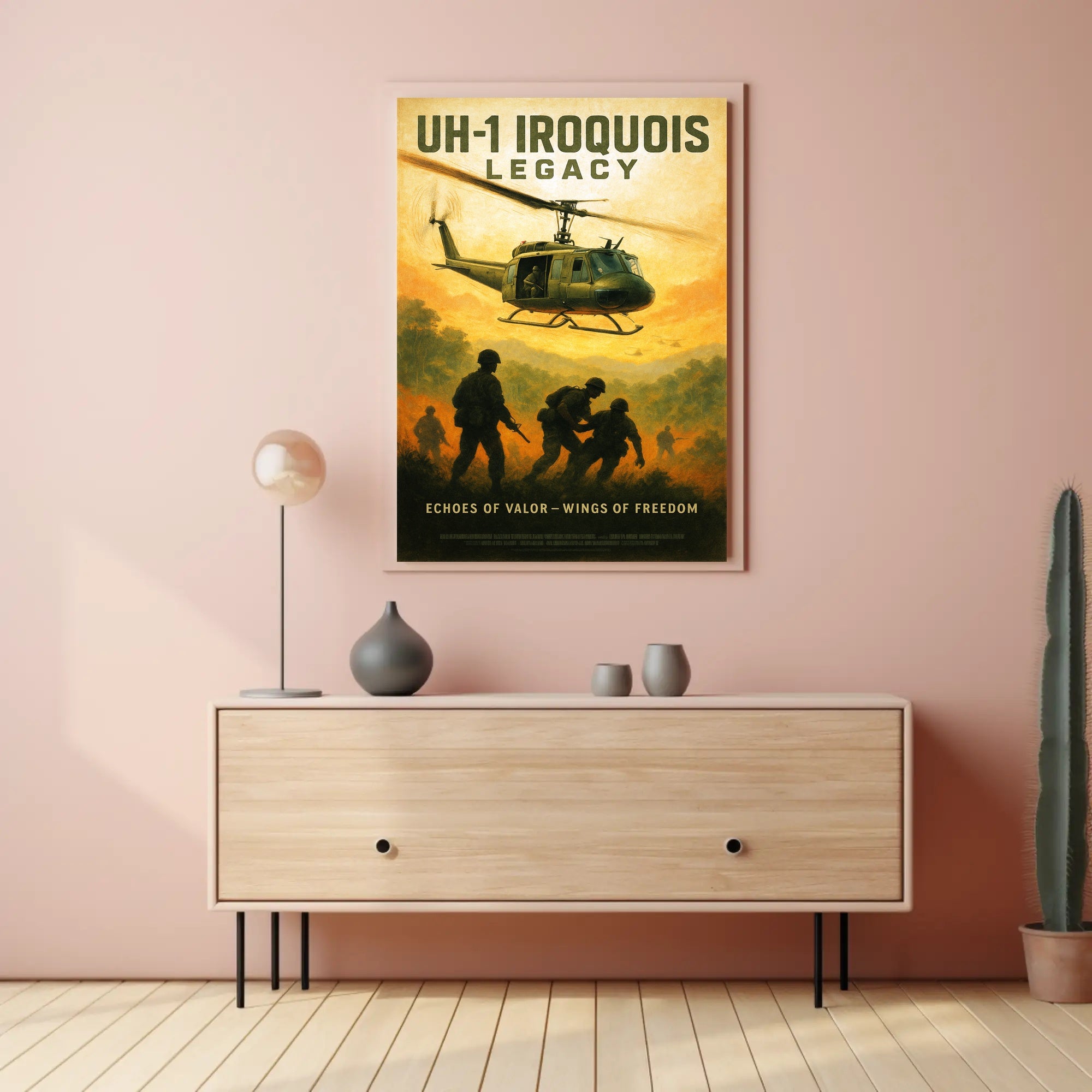 Huey Helicopter Vietnam War Historical Poster