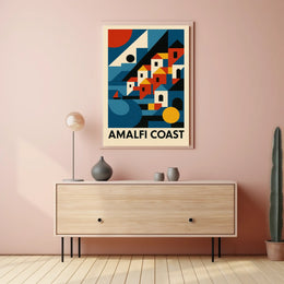 Amalfi Coast Geometric Art Poster For Elegant Wall Decor