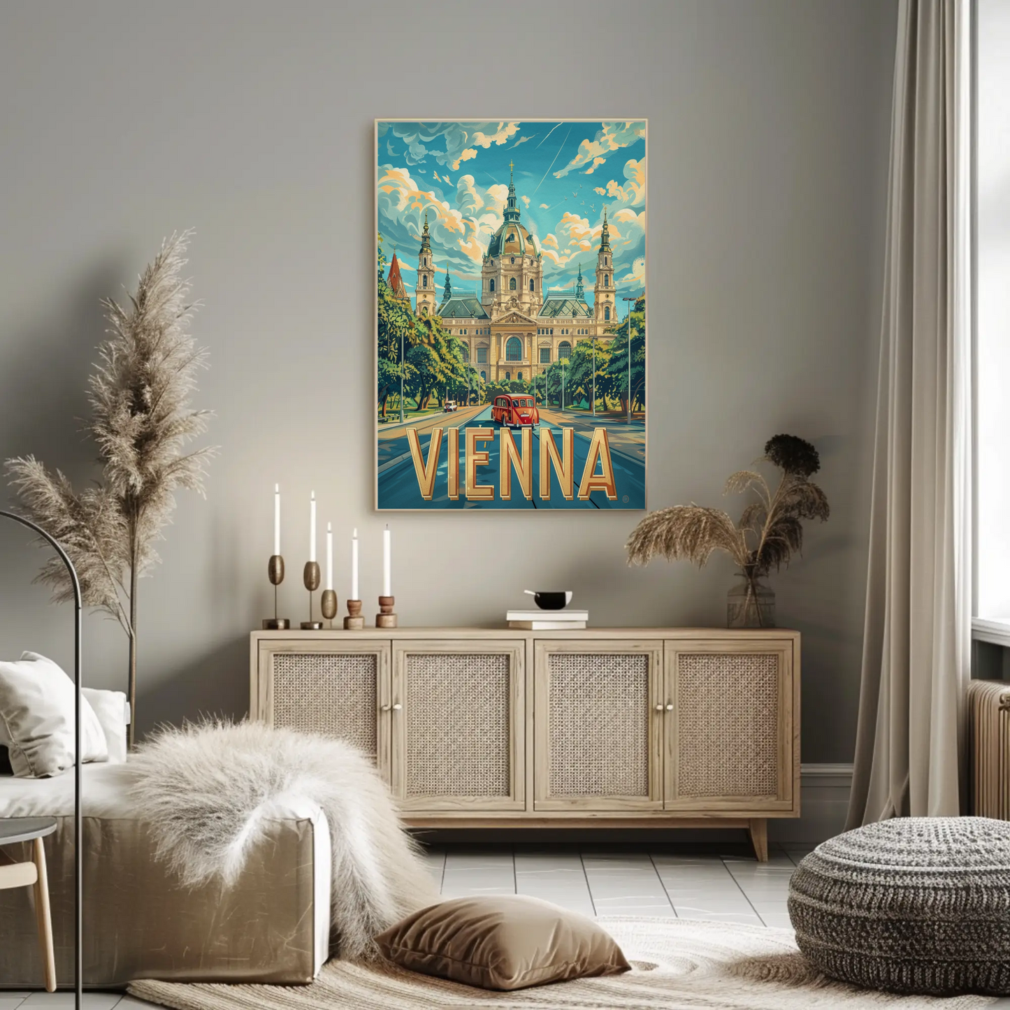 Vienna Austria Grand Palace Domes Road Travel Poster