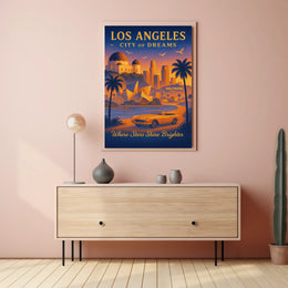 City of Dreams: Los Angeles Vintage Travel Poster