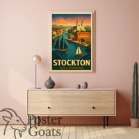 Port of Stockton Vintage Art Travel Poster
