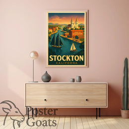 Port of Stockton Vintage Art Travel Poster
