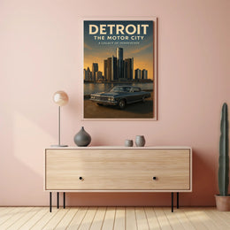 Detroit The Motor City Vintage Poster Print PosterGoat