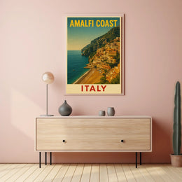 Amalfi Coast Italy Poster Wall Art 18x24 Coastal Scene