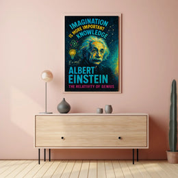 Albert Einstein Imagination Knowledge Inspirational Poster Art