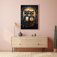 Whimsical Vintage Owls Autumn Fantasy Art Poster