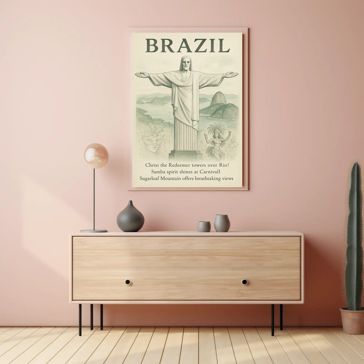 Brazilian Landmarks Vintage Poster: Carnival and Culture