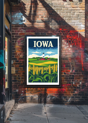 Iowa Farm Landscape Vintage Style Poster
