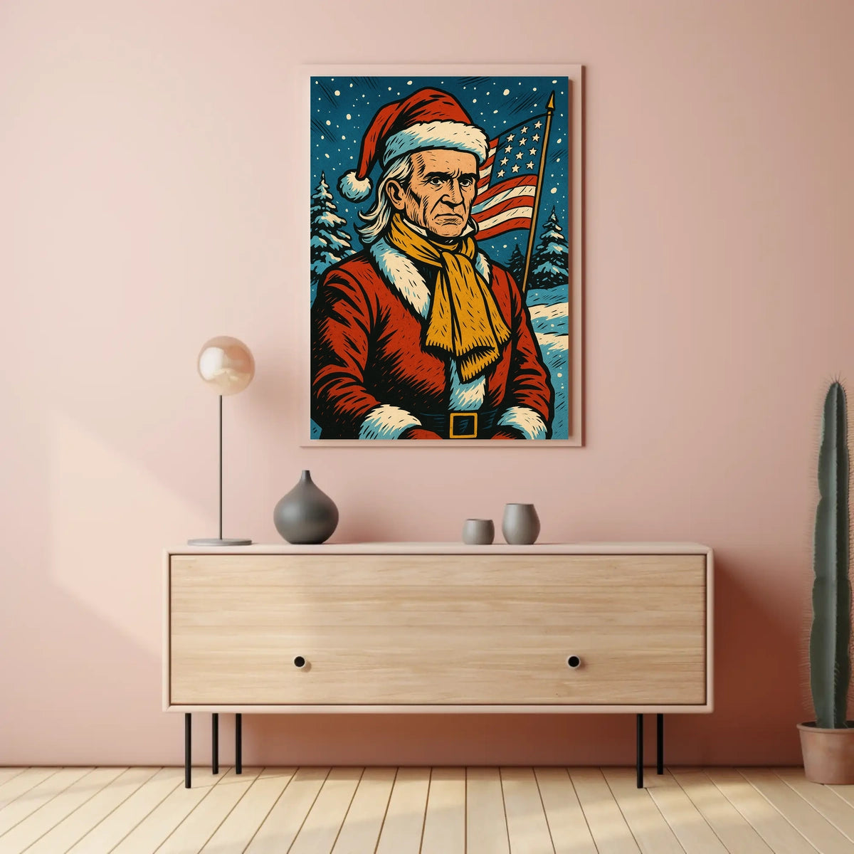 Santa Claus In Patriotic Winter Poster