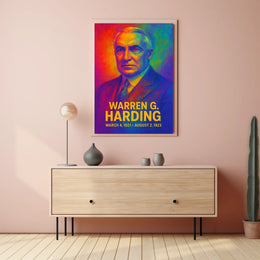 Warren G. Harding 29th President of the United States Neon Gradient Overlay Poster