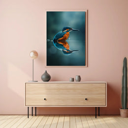 Kingfisher Bird Reflection Animal Poster PosterGoat