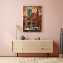 Rochester Architecture Vintage Travel Art Poster