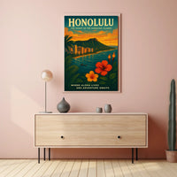 Honolulu Adventure Vintage Travel Poster Art