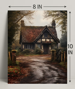 Rustic Cottage In Autumn Poster