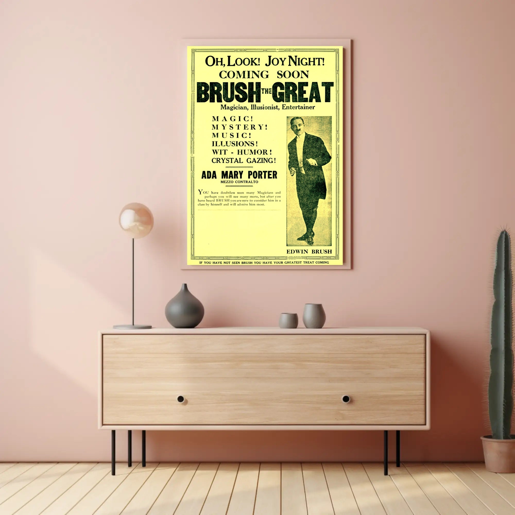 Vintage Magic Performance Poster Featuring Edwin Brush Illusionist