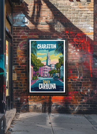 Charleston Cityscape Vintage Poster