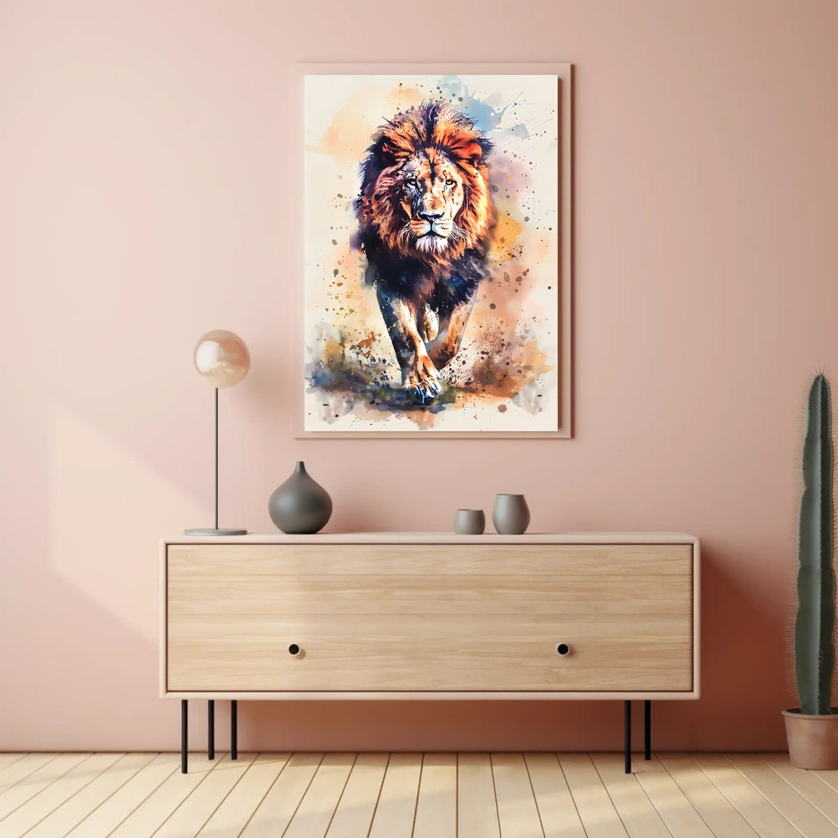 Majestic Lion in Watercolor Poster