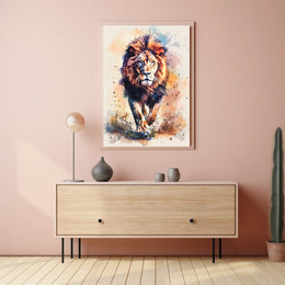 Majestic Lion in Watercolor Poster