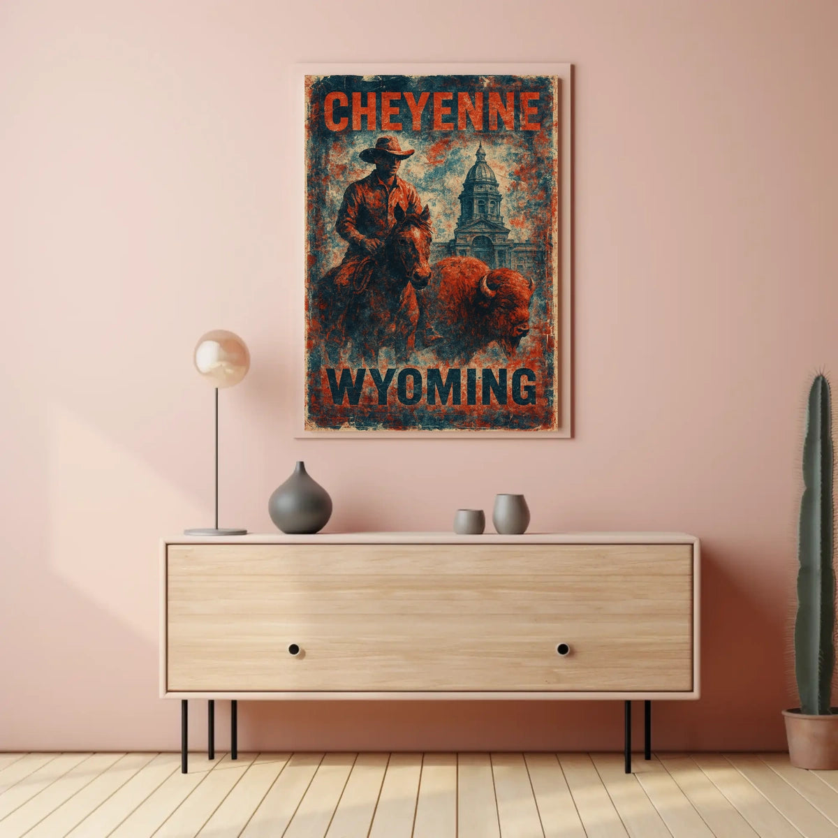 Cheyenne Wyoming Scenic Vintage Travel Wanderlust Poster