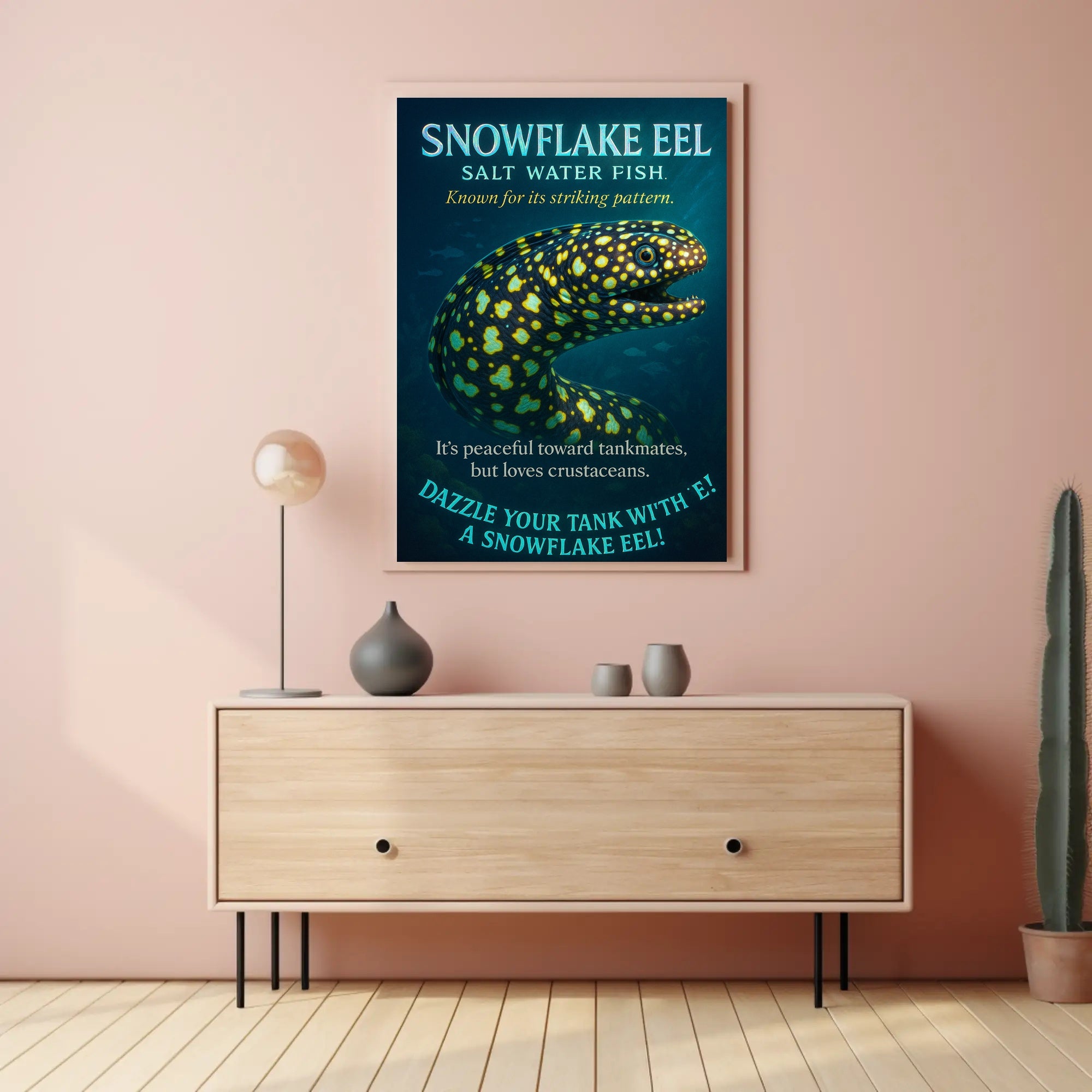 Snowflake Eel Poster Marine Art Print For Aquarium