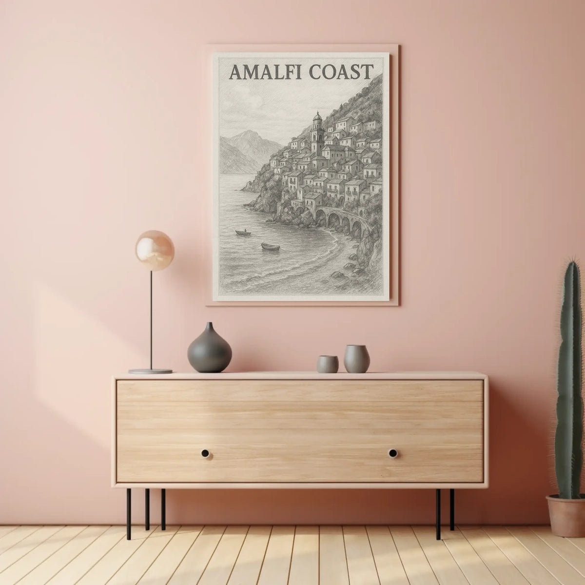 Amalfi Coast Poster Wall Art for Coastal Decor and Travel