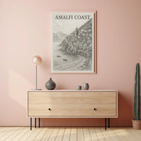 Amalfi Coast Poster Wall Art for Coastal Decor and Travel