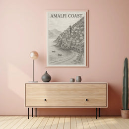 Amalfi Coast Poster Wall Art for Coastal Decor and Travel
