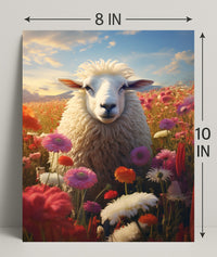 Serene Sheep In Bloom Poster PosterGoat