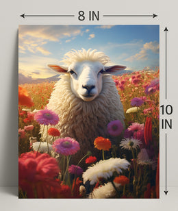 Serene Sheep In Bloom Poster PosterGoat