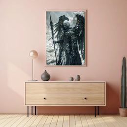 Mystical Warrior: Winged Guardian in Fantasy Poster PosterGoat