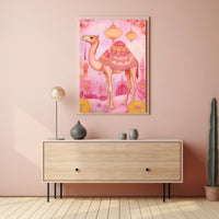 Dreamy Desert Camel Poster Vintage Travel Wall Art